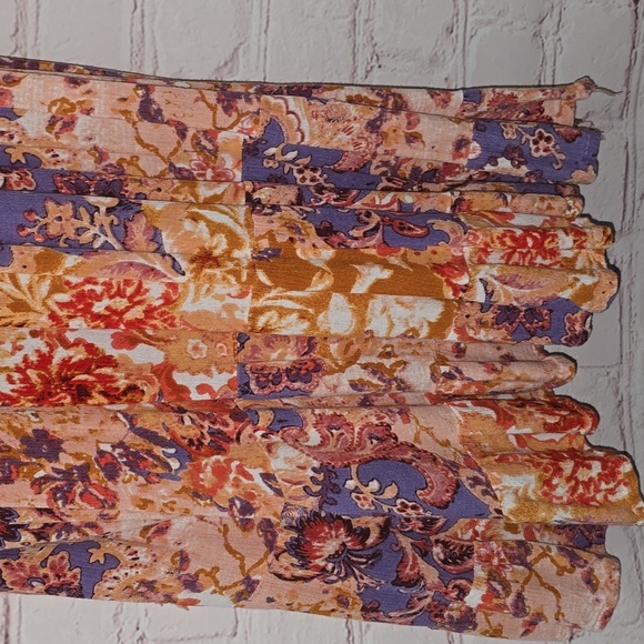 Myra Bag V-Neck A-Line Orange Purple Floral Elastic Waist Dress Womens Size L - Picture 11 of 16